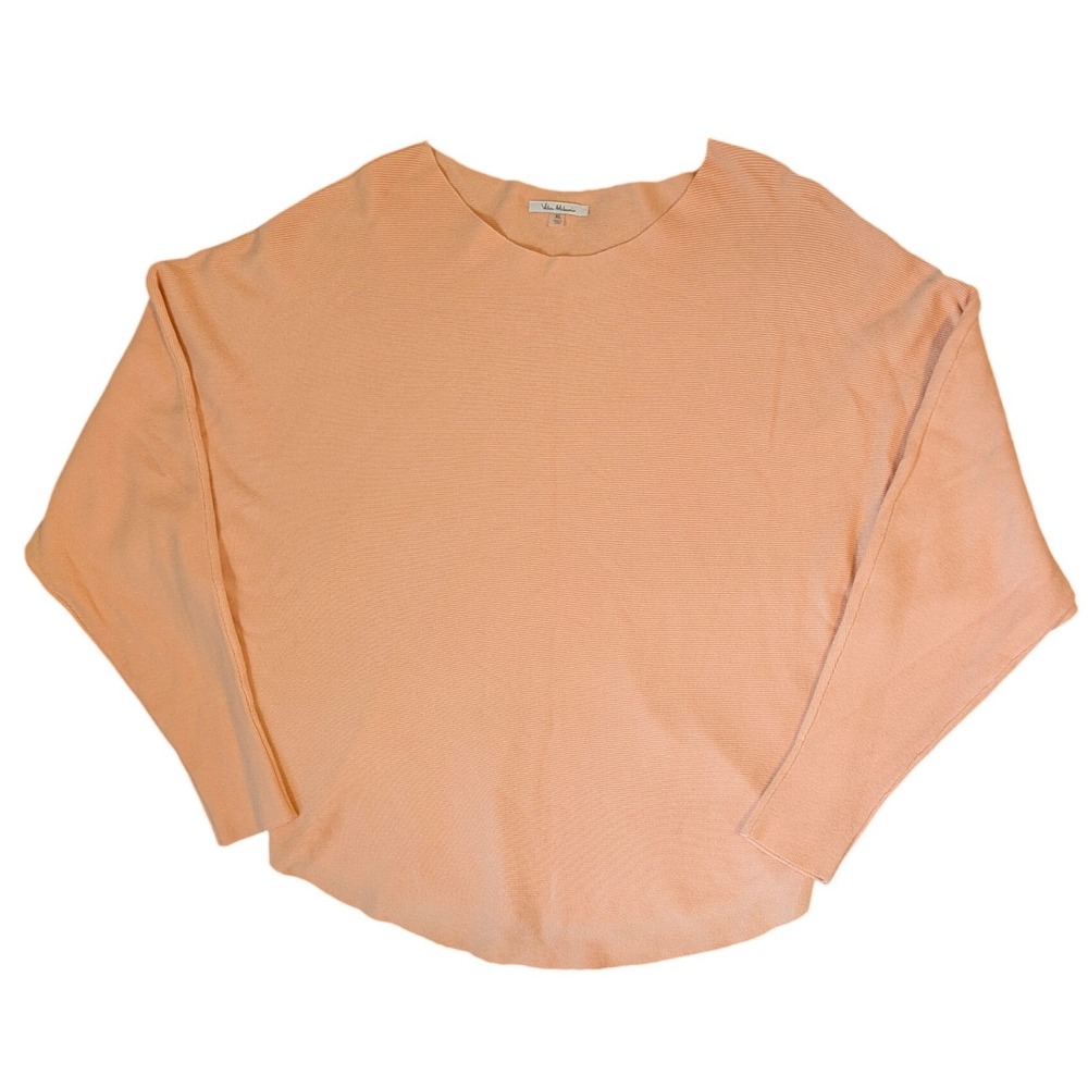 Vila Milano Womens XL Soft Peach Knit Dolman Sleeve Curved Hem Sweater Top